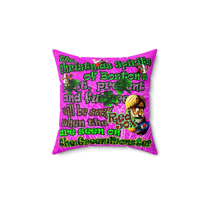 christmas spirits of boston - Faux Suede Square Pillow - (pink swirl)