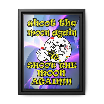 shoot the moon again - framed canvas art (grey-pink wave)