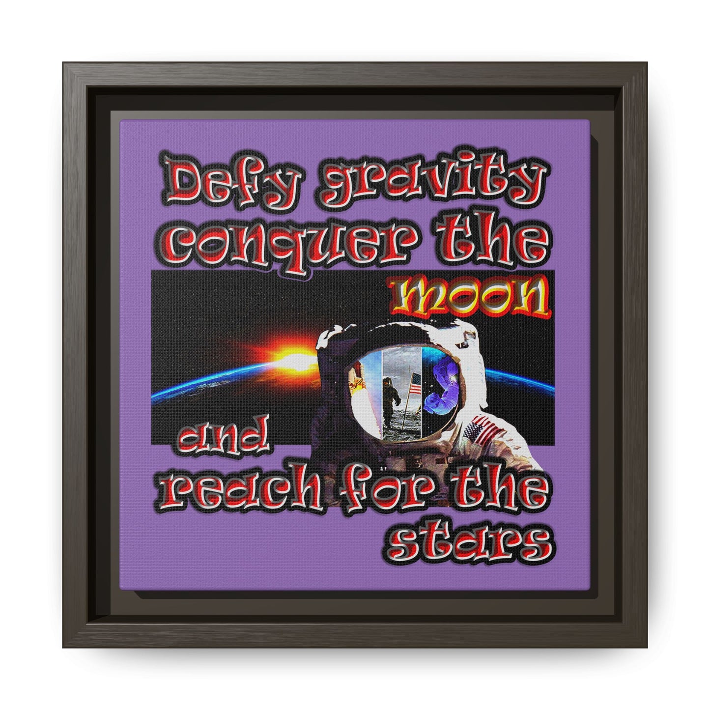 defy conquer reach - framed canvas art (light purple)