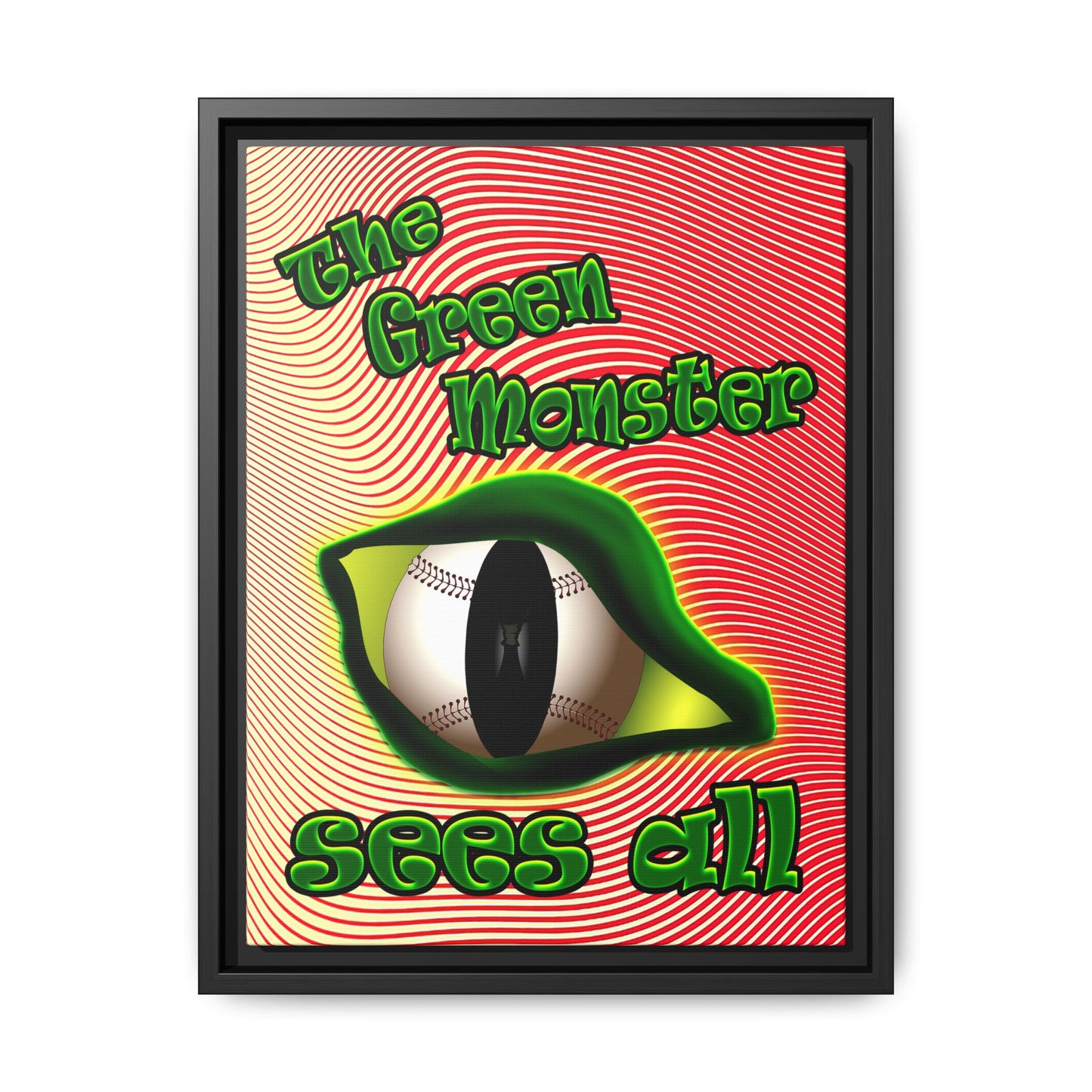 green monster - framed canvas art (yellow-orange wave)