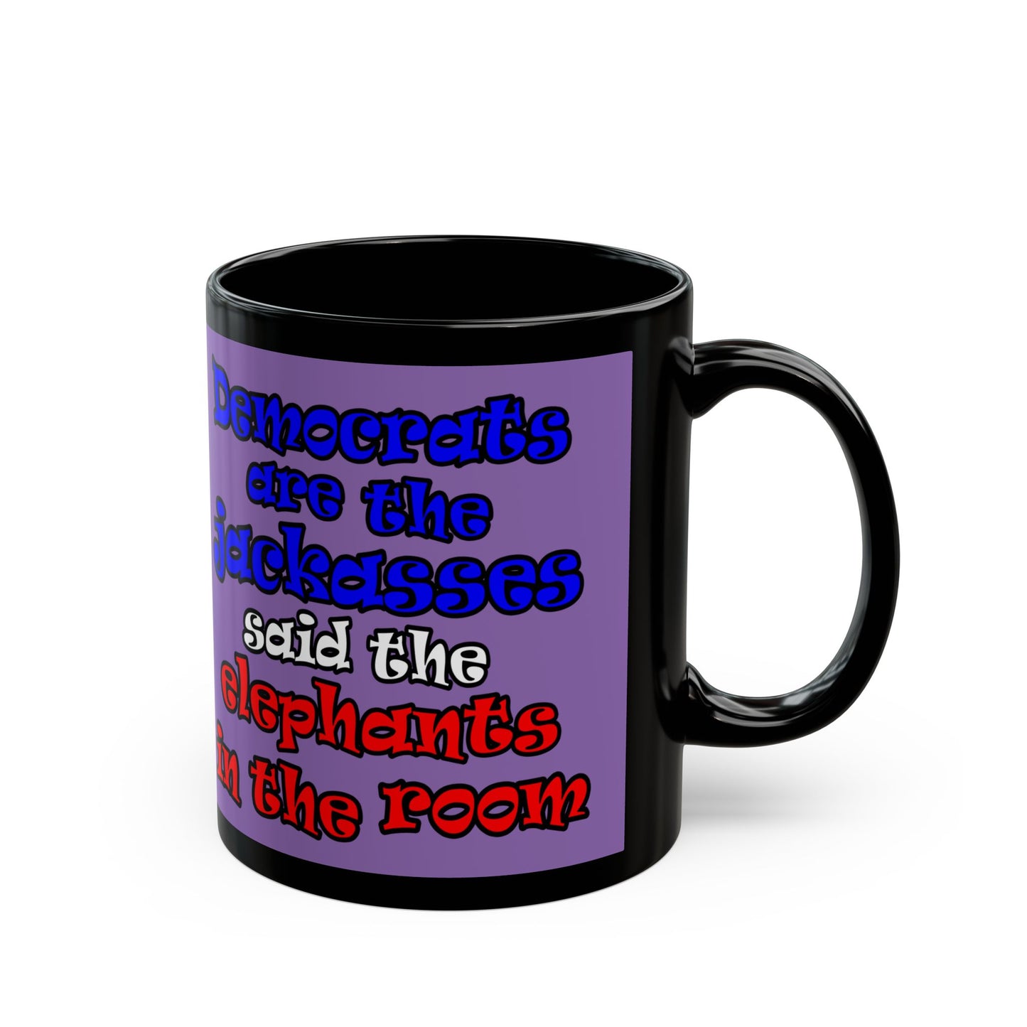 donkeys and elephants - Black Mug (light purple)