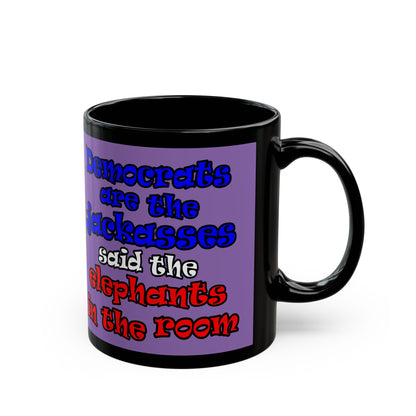 donkeys and elephants - Black Mug (light purple)