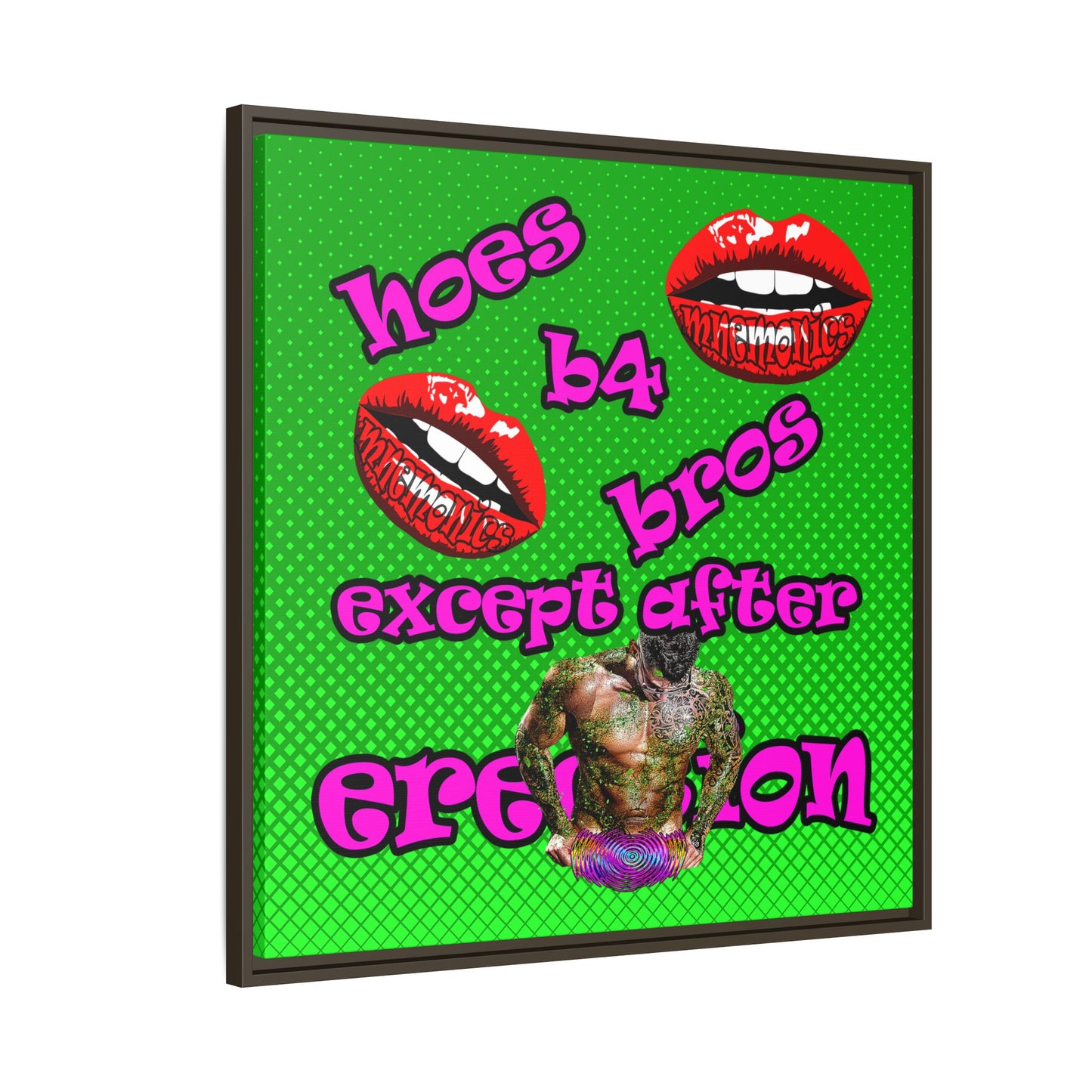 hoes b4 bros - framed canvas art (logo green)