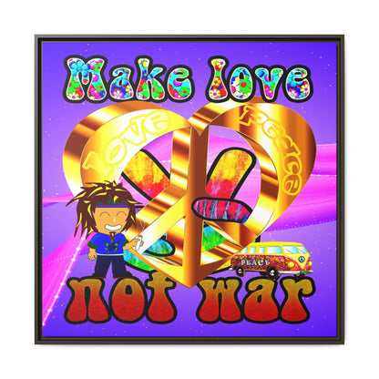 love peace - framed canvas art (purple-pink wave)