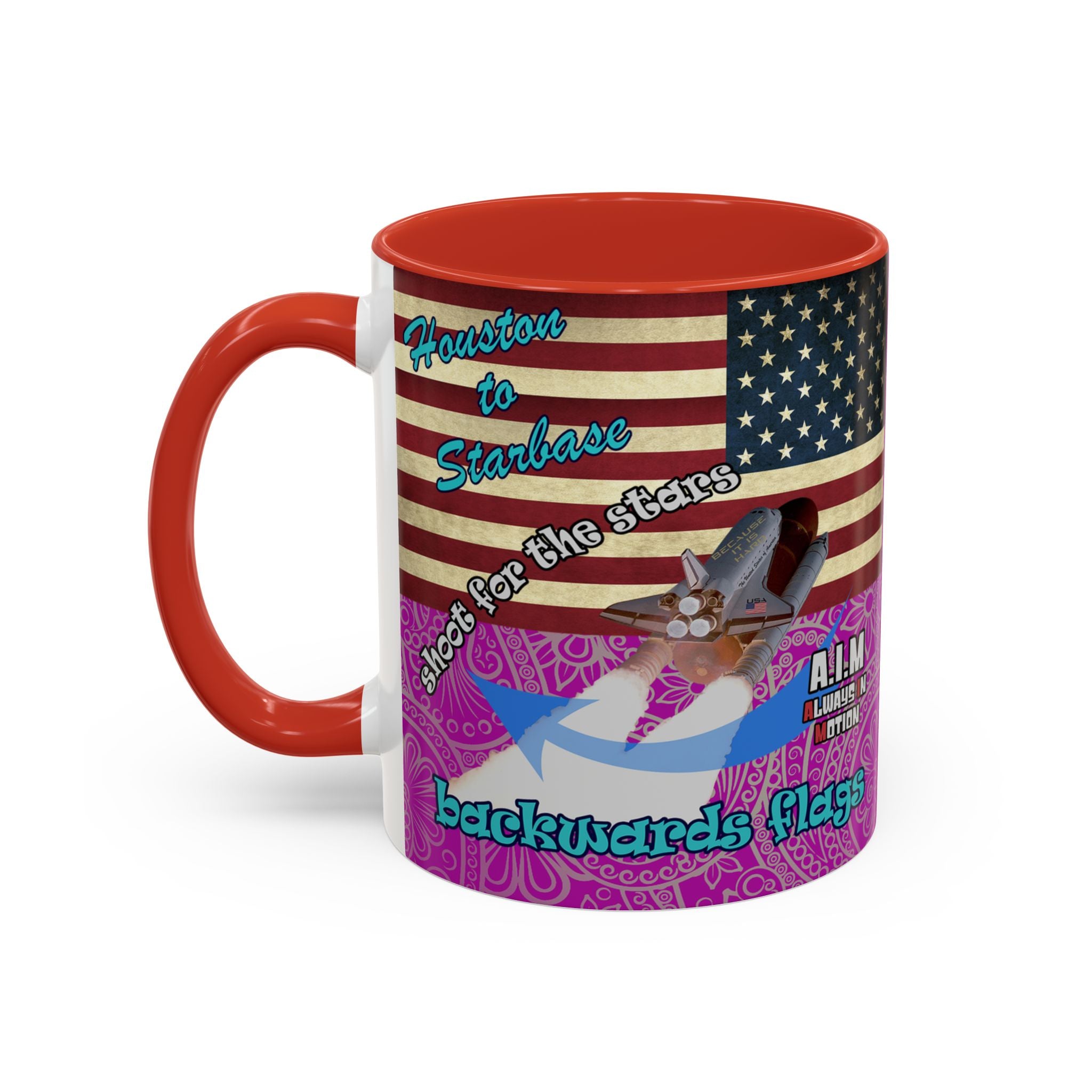 shoot for the stars - Accent Mug (pink swirl)