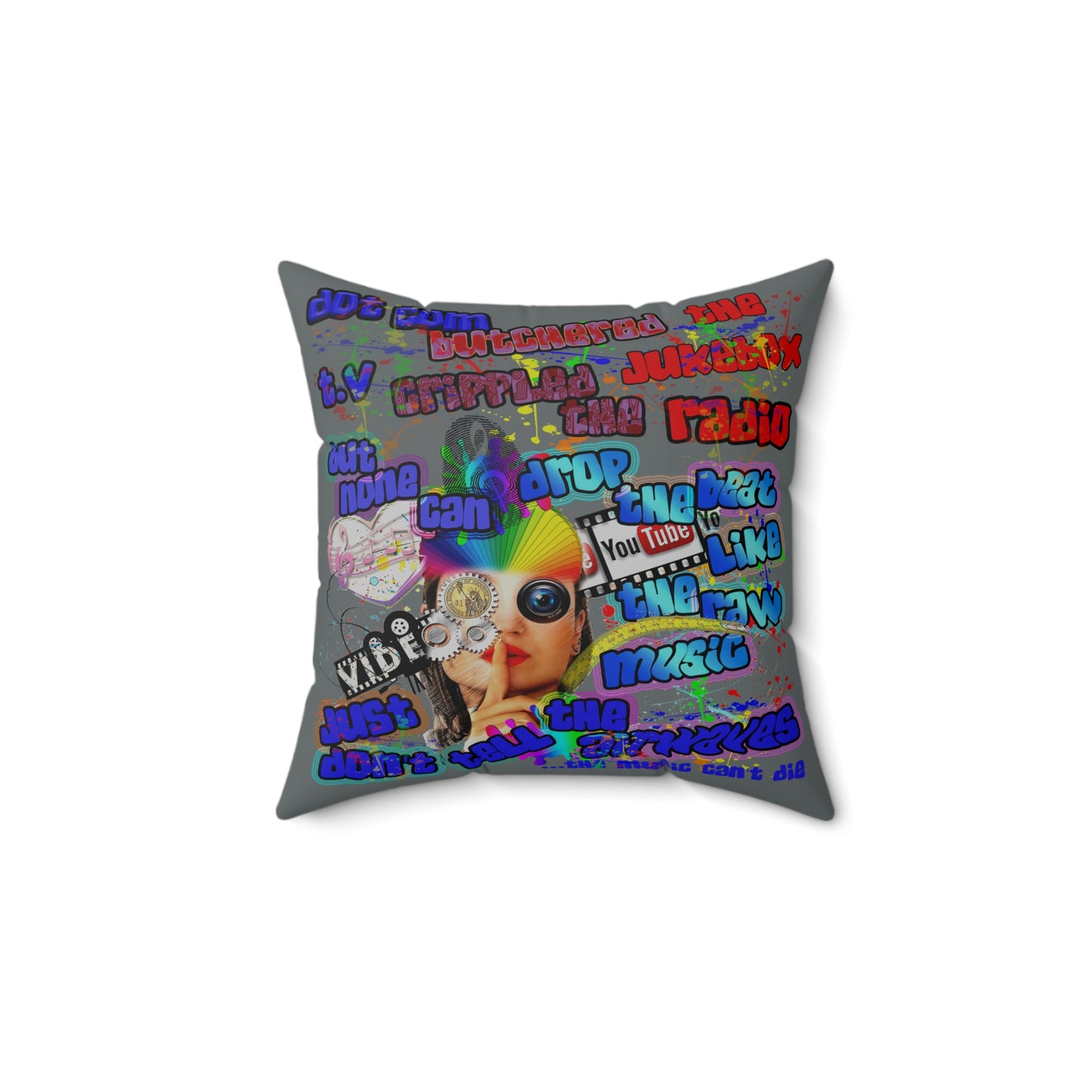 drop the beat - Spun Polyester Square Pillow - (dark grey)