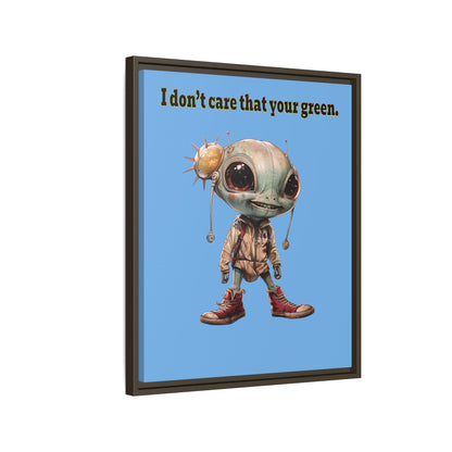 I don't care that your green - framed canvas art (light blue)