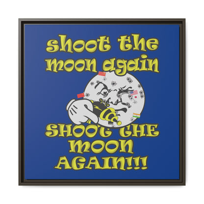 shoot the moon again - framed canvas art (dark blue)