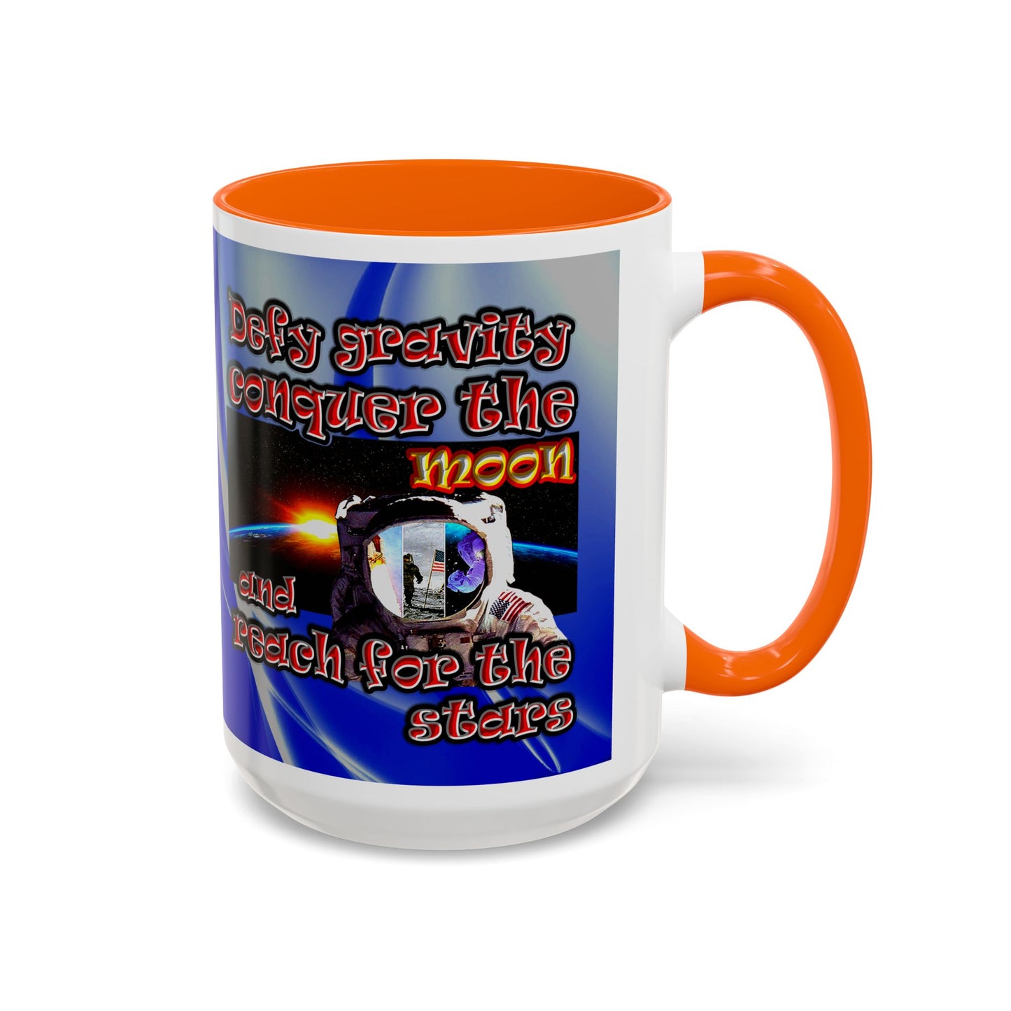 defy conquer reach - Accent Mug (blue-white wave)