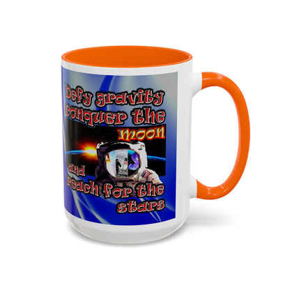 defy conquer reach - Accent Mug (blue-white wave)