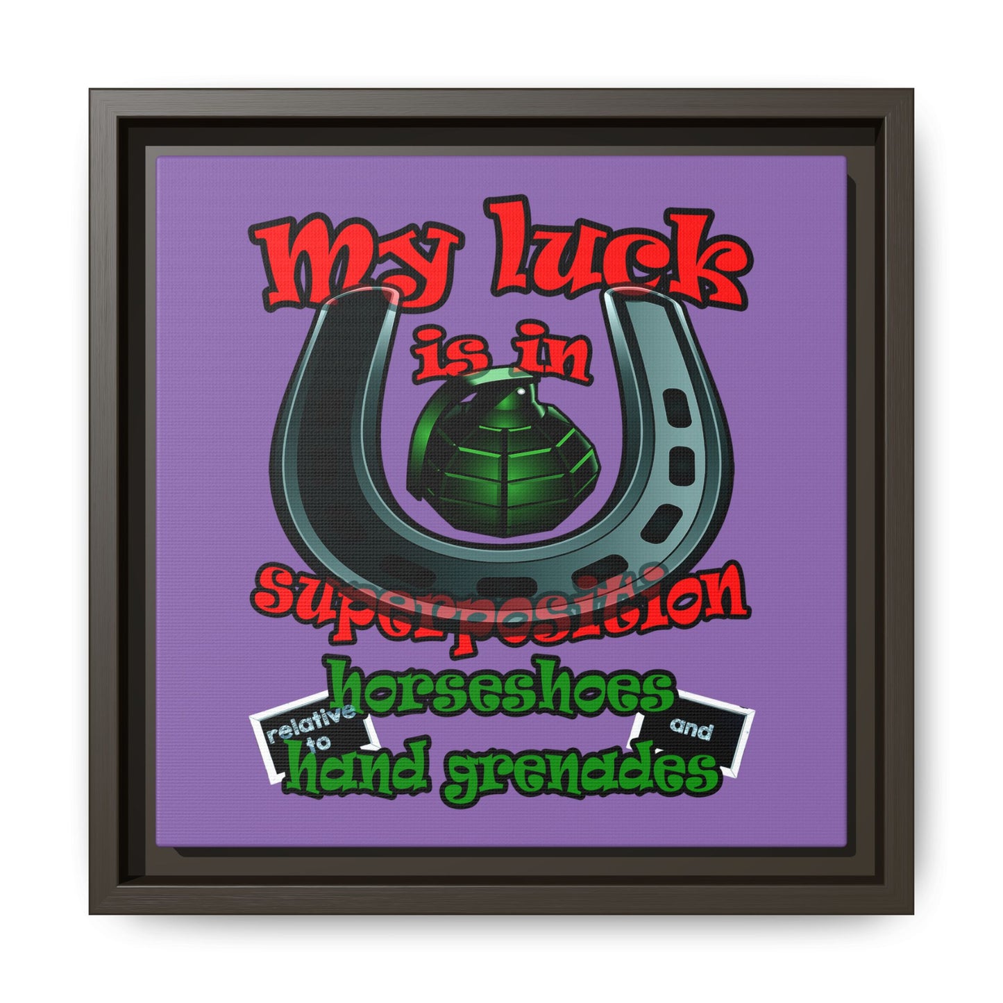 my luck - framed canvas art (light purple)