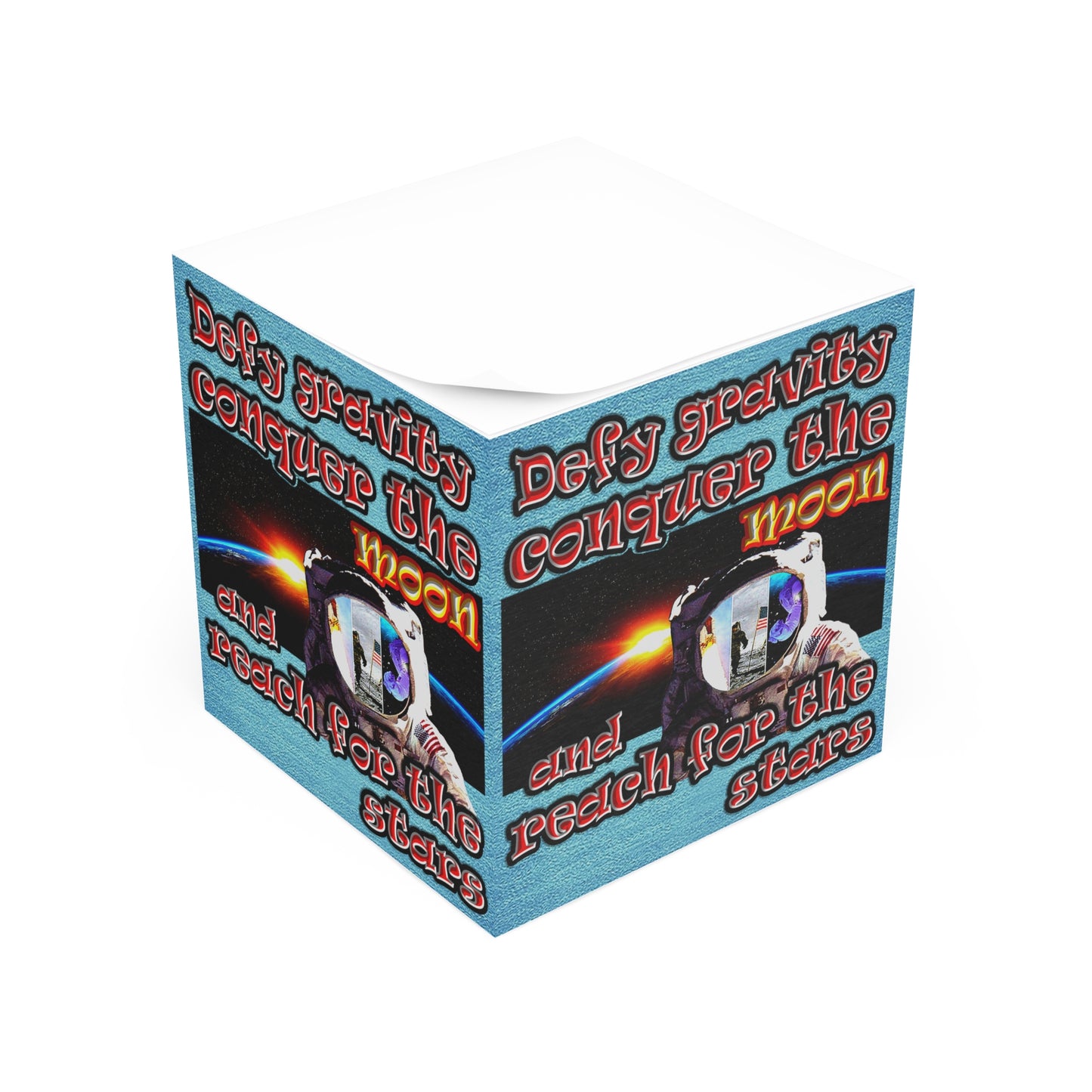 defy conquer reach - note cube (faded blue)