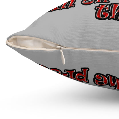 schrodinger's cat - Spun Polyester Square Pillow - (light grey)