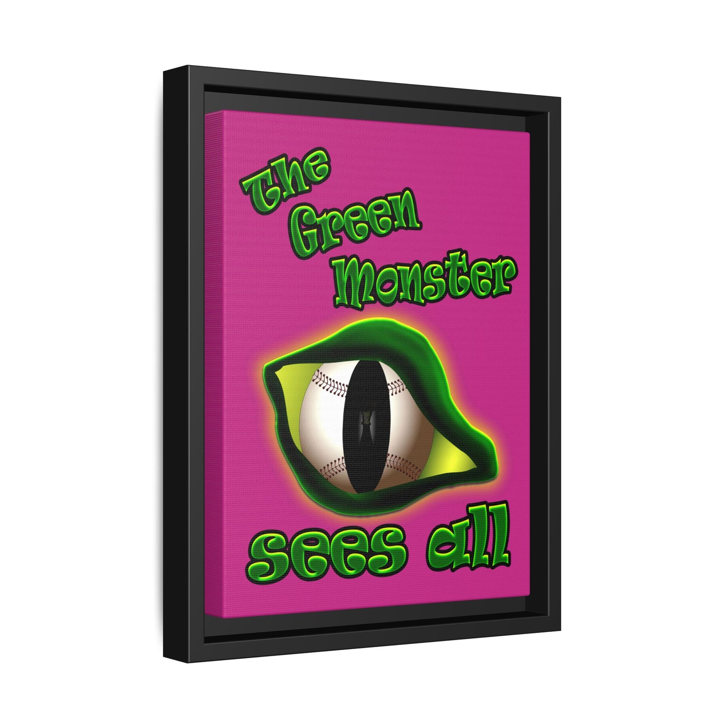 green monster - framed canvas art (pink)