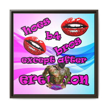 hoes b4 bros - framed canvas art (light blue-pink wave)