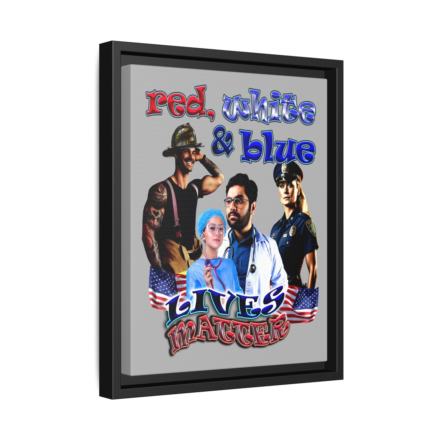 rw&b lives matter - framed canvas art (light grey)