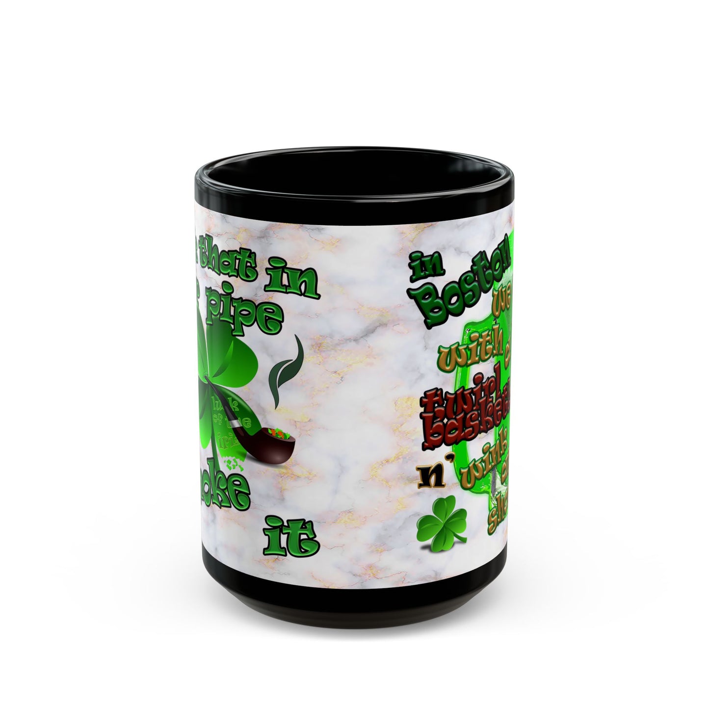 celtics logo - Black Mug (white marble)