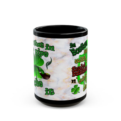 celtics logo - Black Mug (white marble)