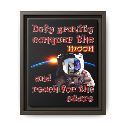 defy conquer reach - framed canvas art (black)