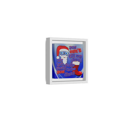 santa's shoes - framed canvas art (blue-white wave)