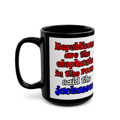 donkeys and elephants - Black Mug (white)