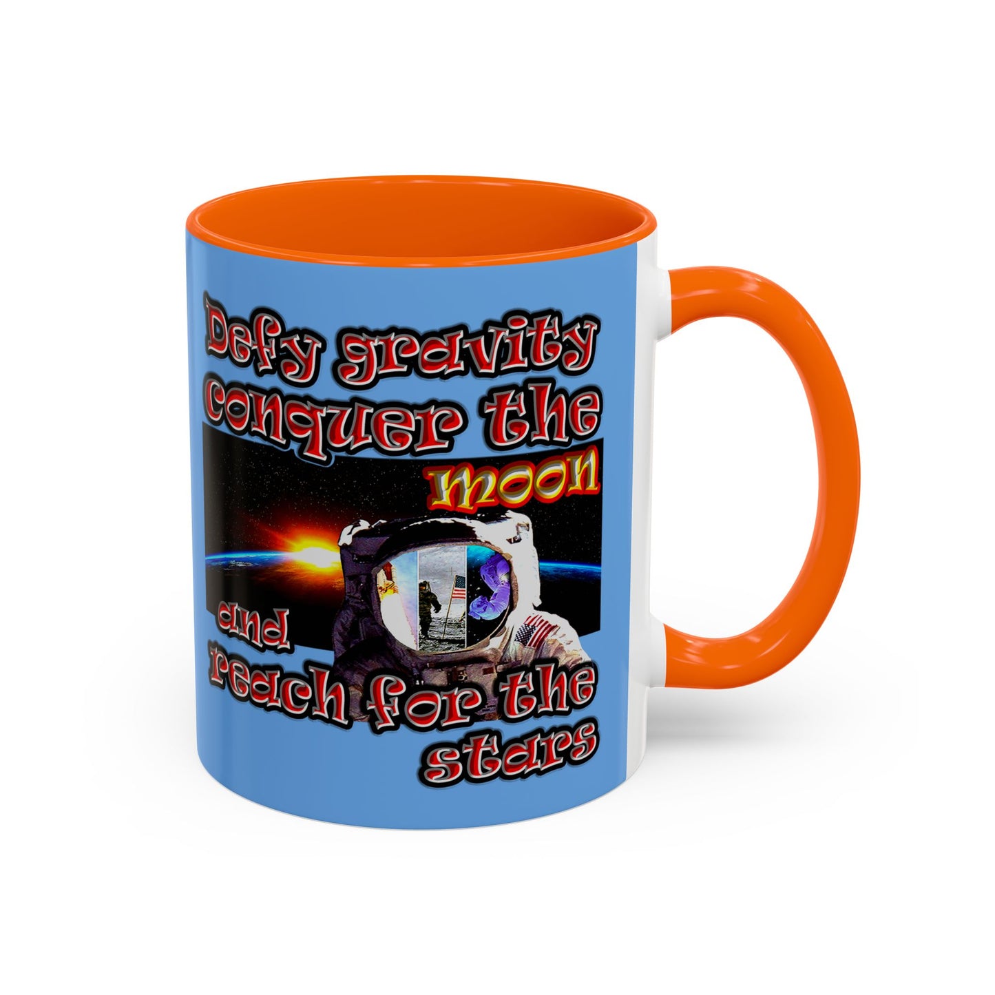 defy conquer reach - Accent Mug (light blue)