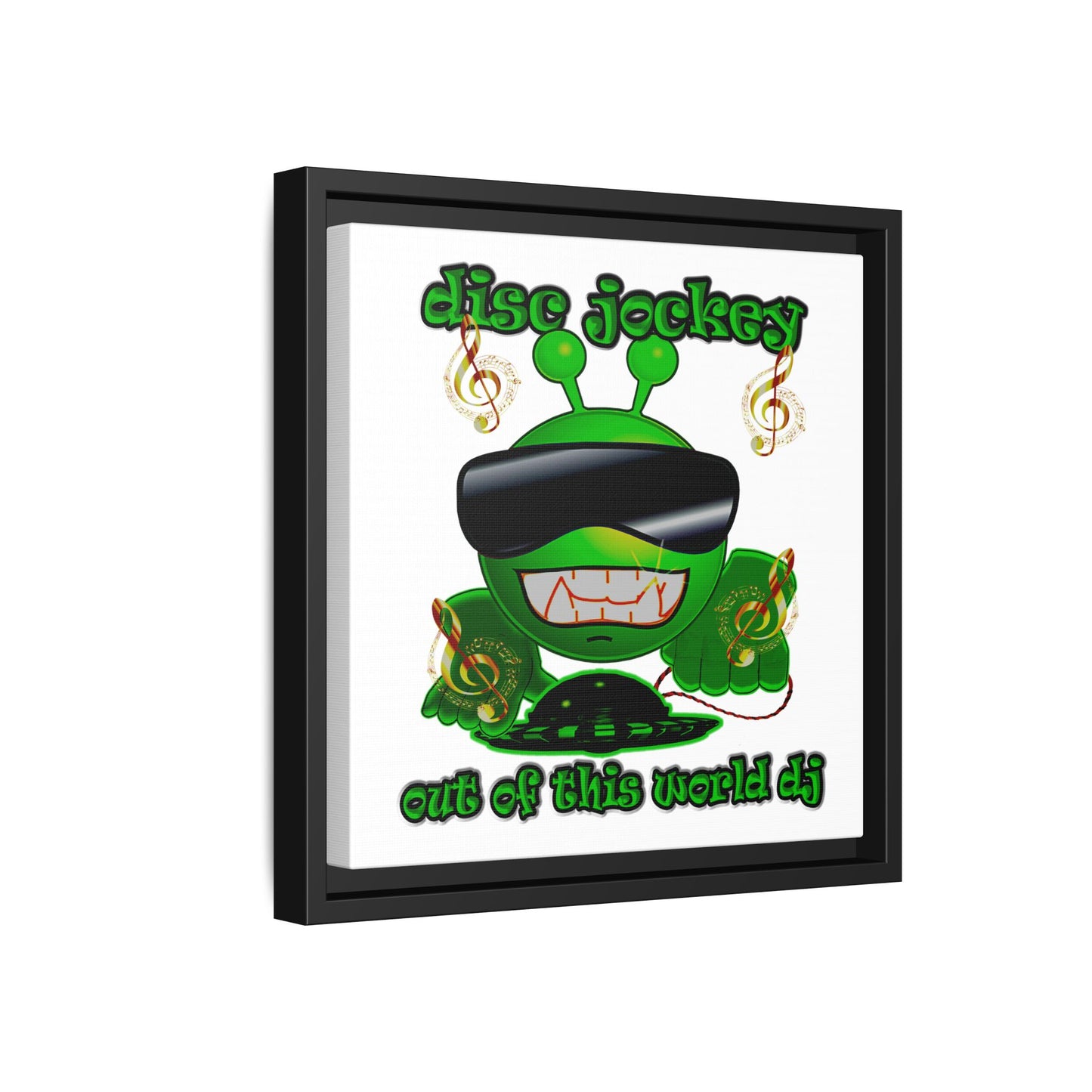 disc jockey - framed canvas art (white)