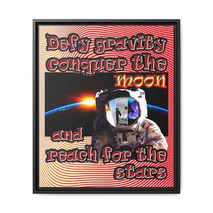 defy conquer reach - framed canvas art (yellow-orange wave)