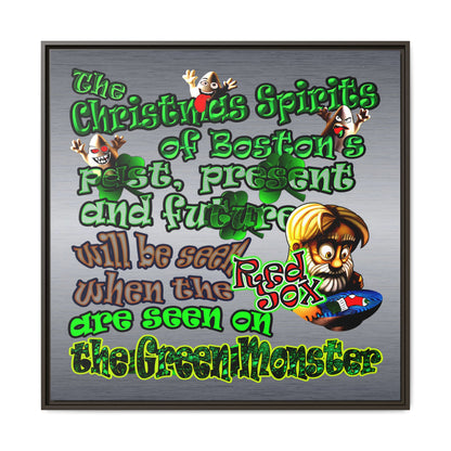 christmas spirits of boston - framed canvas art (brushed nickel)