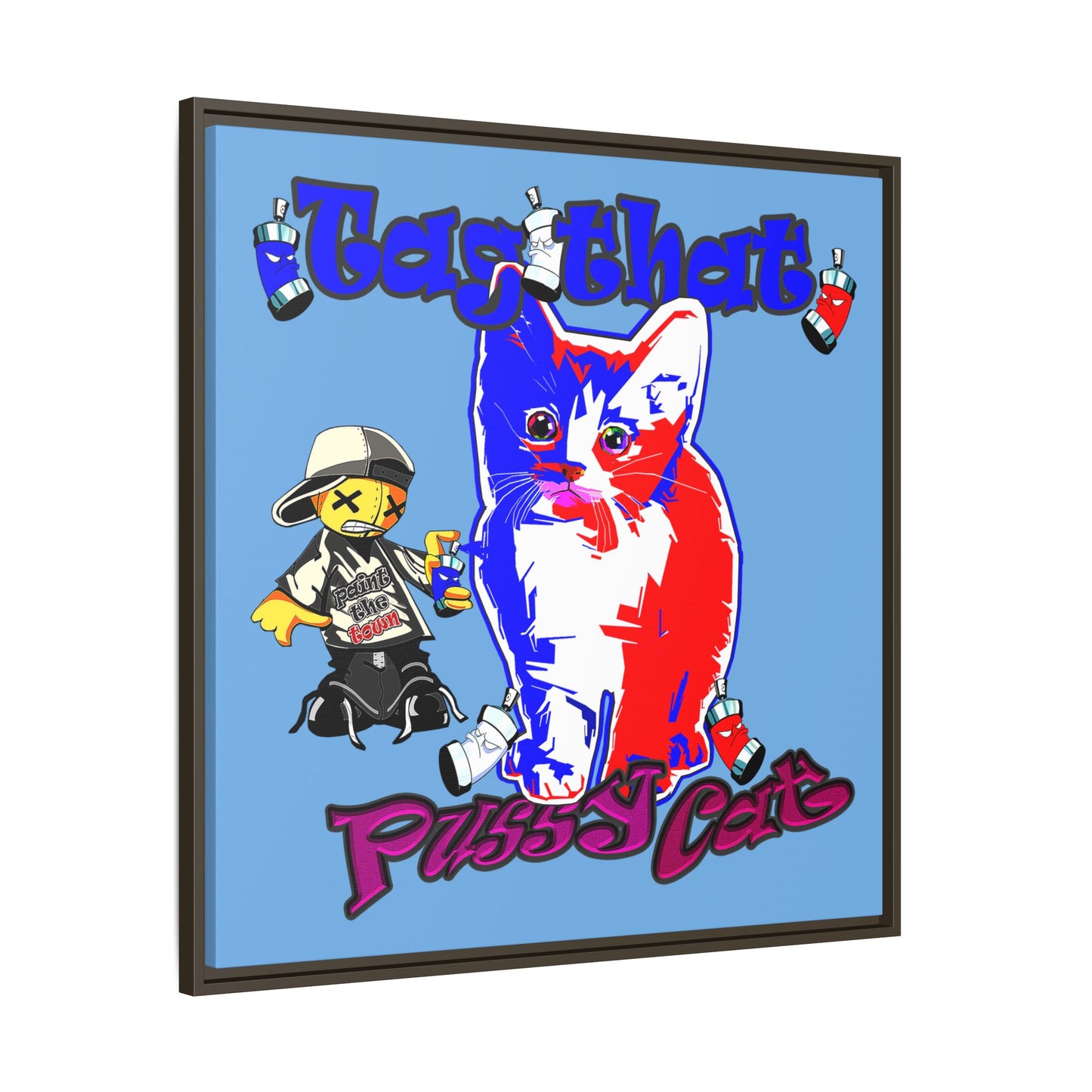 tag that - framed canvas art (light blue)