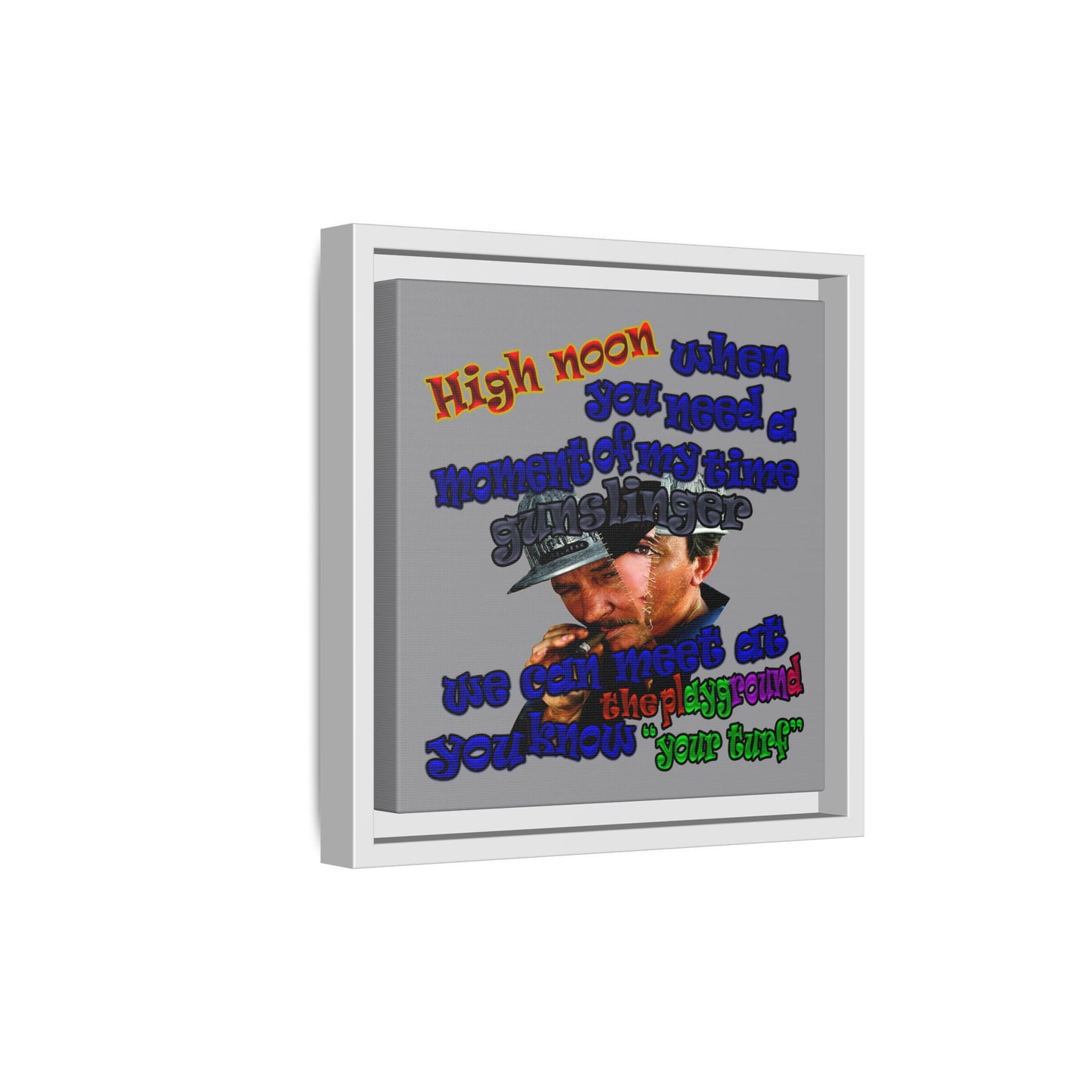 high noon - framed canvas art (grey)