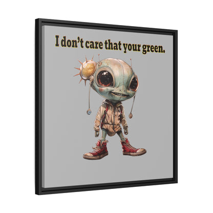 I don't care that your green - framed canvas art (light grey)