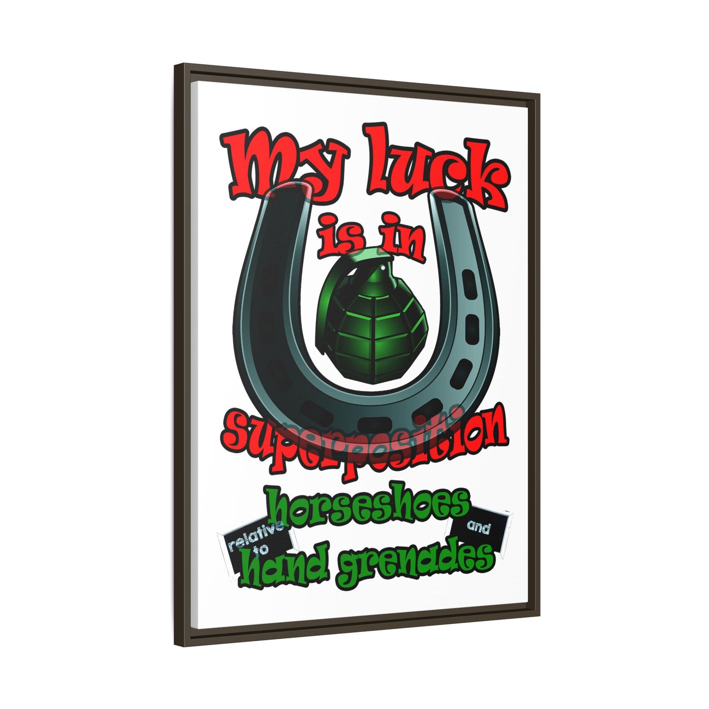 my luck - framed canvas art (white)