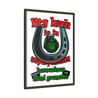 my luck - framed canvas art (white)