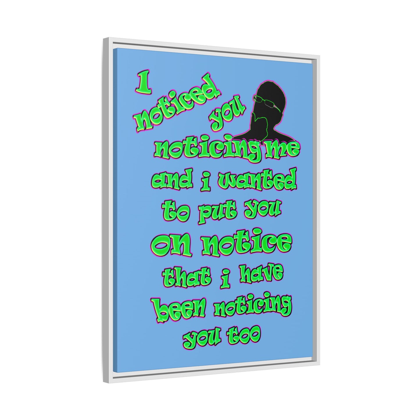 noticed you noticing - framed canvas art (light blue)