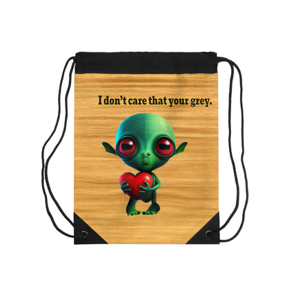 I don't care that your grey - Drawstring Bag (butterscotch wood finish)