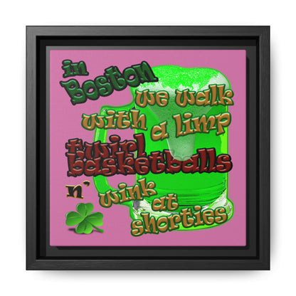 celtics logo - framed canvas art (light pink)