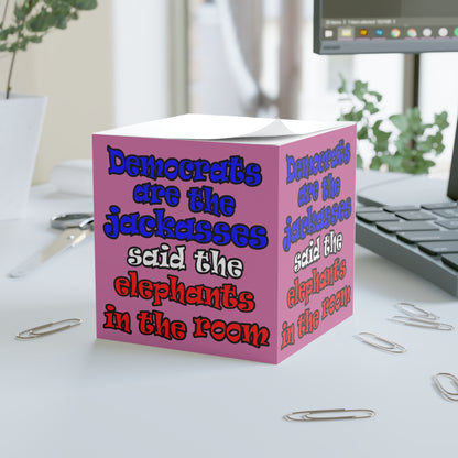 donkeys and elephants - note cube (light pink)