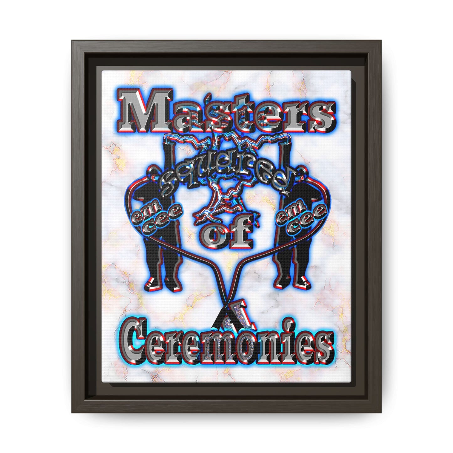 em cee squared - framed canvas art (white marble)