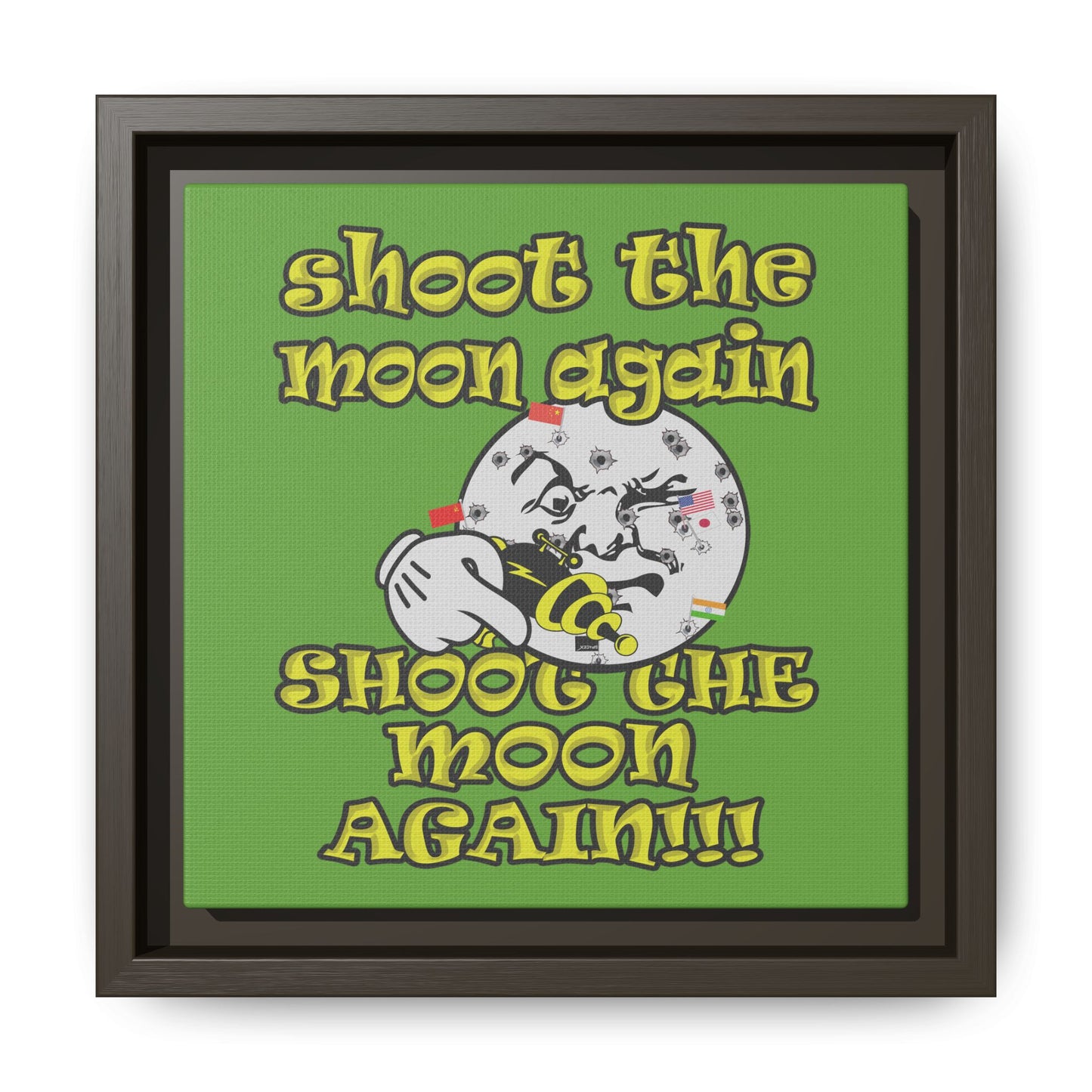 shoot the moon again - framed canvas art (green)