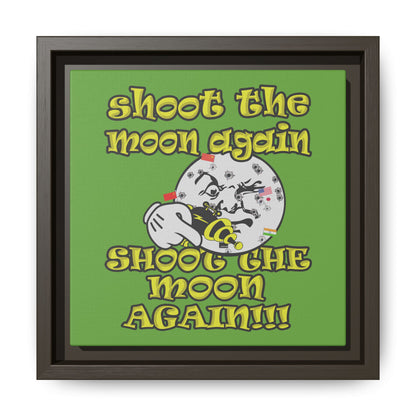 shoot the moon again - framed canvas art (green)