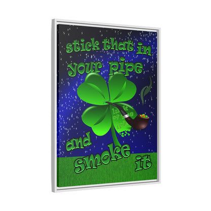 stick that in your pipe and smoke it - framed canvas art ('snoops' background)