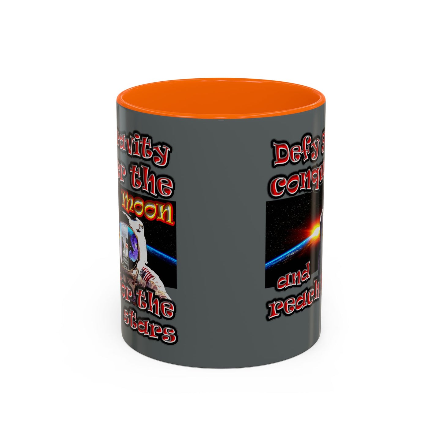 defy conquer reach - Accent Mug (dark grey)