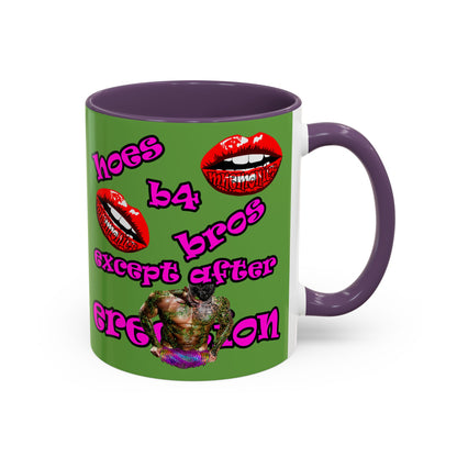 hoes b4 bros - Accent Mug (green)