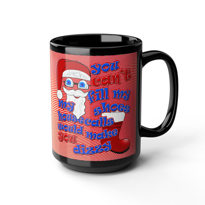 santa's shoes - Black Mug (yellow-orange wave)