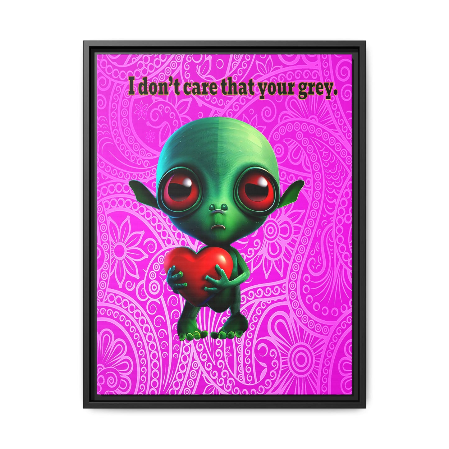 I don't care that your grey - framed canvas art (pink swirl)