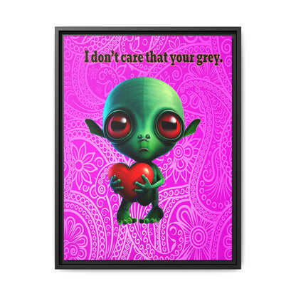 I don't care that your grey - framed canvas art (pink swirl)