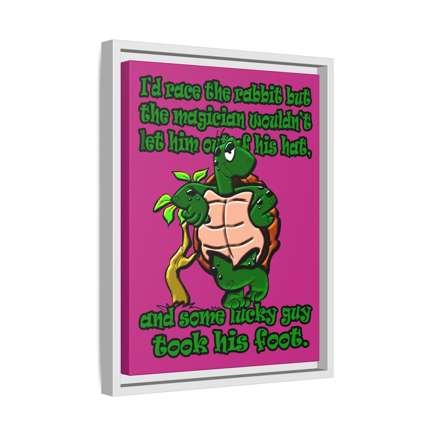turtle race - framed canvas art (pink)
