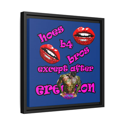 hoes b4 bros - framed canvas art (dark blue)