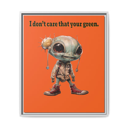 I don't care that your green - framed canvas art (orange)
